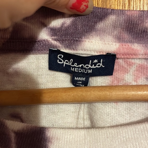 •SPLENDID•NWT BRUSHED TIE-DYE JERSEY RAW EDGE HEM PULLOVER SWEATER (M) - Picture 11 of 13